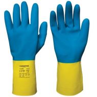 Granberg 112.0700 Chemstar latex kjemiske resistente hansker, blå/gul, 12 par