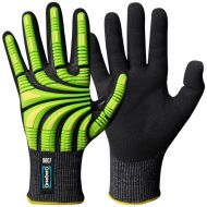 Granberg 115.9007 Typhoon Cut Resistant Impact Hi-Viz Protective Gloves, Black/Grey/Green/Yellow, 6 Pairs