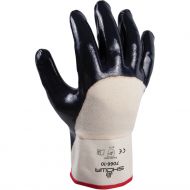 Showa 7066 3/4-Dipped Nitril With Cuff Work Gloves, Black/White, 1 Pair
