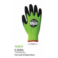 Traffi TG5070 X-Dura Thermal Latex Cut Level D Safety Gloves, Green/Black, 10 x 10 Pairs