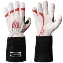 Granberg Cut Resistant Kozane FR and Goatskin MIG Welding Gloves, White/Black/Red, 6 Pairs