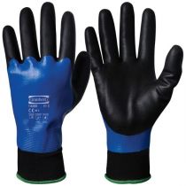 Granberg 114.0490 Double Nitrile Coating, Waterproof Assembly Gloves, Blue/White/Black, 12 Pairs