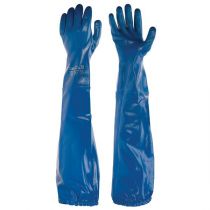Granberg 114.0660 Long, Welded Nitrile Cuff, Nitrile Chemical Resistant Gloves, Blue, 6 Pairs