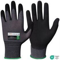 Granberg 114.0744 Powerlift Patented Nitrile Foam Coating Touchscreen Compatible Assembly Gloves, Black/Grey, 12 Pairs