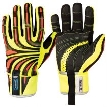 Granberg Cut D Impact Hi-Viz Protective Gloves, Black/Orange/Yellow, 1 Pair
