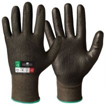 Granberg Typhoon Fibre with Polyurethane Coating Cut Resistant Gloves, Black, 12 Pairs