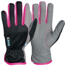 Granberg 120.4281 MacroSkin Pro with Elastic Polyester Back, Unlined Assembly Gloves, Black/Grey/Pink, 12 Pairs