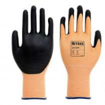 Nitrex 241OR Cut Level B PU Palm Coated Safety Gloves, Orange/Black, 6 x 10 pairs