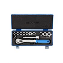 Gedore Blue Line, 19 KMU-20, 13-pcs Socket Set 1/2 inch, Hex 10-24 mm, 1 Set