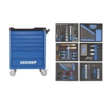 Gedore Blue Line, WSL-L-TS-190, Tool Trolley with 190-pcs Tool Assortment, 1 Set