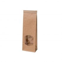 Green Box DRE02760 Kraft Paper 8.8 x 4.7 x 26 cm Block Bottom Bags With Window, Brown, 500 Pieces