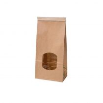 Green Box DRE02780 Kraft Paper 11.5 x 7.2 x 24.6 cm Block Bottom Bags With Window, Brown, 400 Pieces