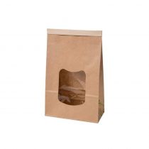 Green Box DRE02790 Kraft Paper Block 15.5 x 7 x 24.2 cm Bottom Bags With Window, Brown, 400 Pieces
