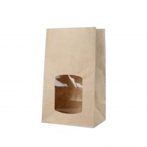 Green Box DRE039 Kraft Paper Block Bottom-Bags With PLA-Window, Brown, 500 Pieces