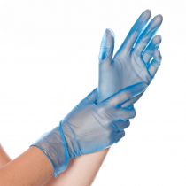 Hygo Star Powdered Classic Vinyl Gloves, Blue, 10 x 100 Piece