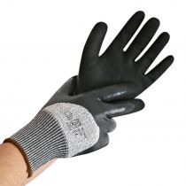 Franz Mensch dobbeltdyppede kuttbestandige hansker, grå/svarte, 5 x 12 par
