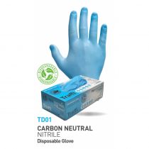 Traffi TD01 Carbon Neutral Biodegradable Nitrile Disposable Gloves, Blue, 10 x 100 Pieces
