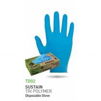 Traffi TD02 Sustain Tri Polymer Disposable Gloves, Blue, 10 x 100 Pieces