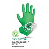 Traffi TD04 Sustain Biodegradable Nitrile Disposable Gloves, Green, 1000 Pairs