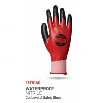Traffi TG1060 Waterproof Nitrile Cut Level A Safety Gloves, Red/Black, 10 x 10 Pairs