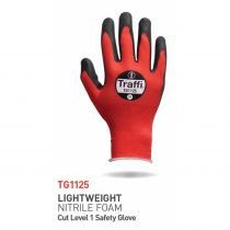 Traffi TG1125 Lightweight Nitrile Foam Gloves, Red/Black, 200 Pairs