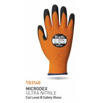 Traffi TG3140 Microdex Ultra Nitrile Cut Level B Safety Gloves, Orange/Black, 10 x 10 Pairs