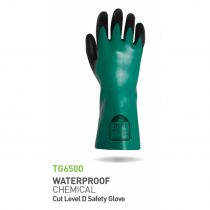 Traffi TG6500 Waterproof Chemical Gloves, Green/Black, 60 Pairs