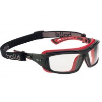 Bolle Safety Ultipsi Ultim8 Clear Lens Platinum Hard Coat og Anti-Fog Coating Safety Glasses, Black/Red, 10 Pieces