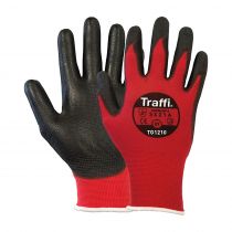 Traffi TG1210 X-Dura Metric PU Cut Level A Safety Gloves, Red/Black, 10 x 20 Pairs