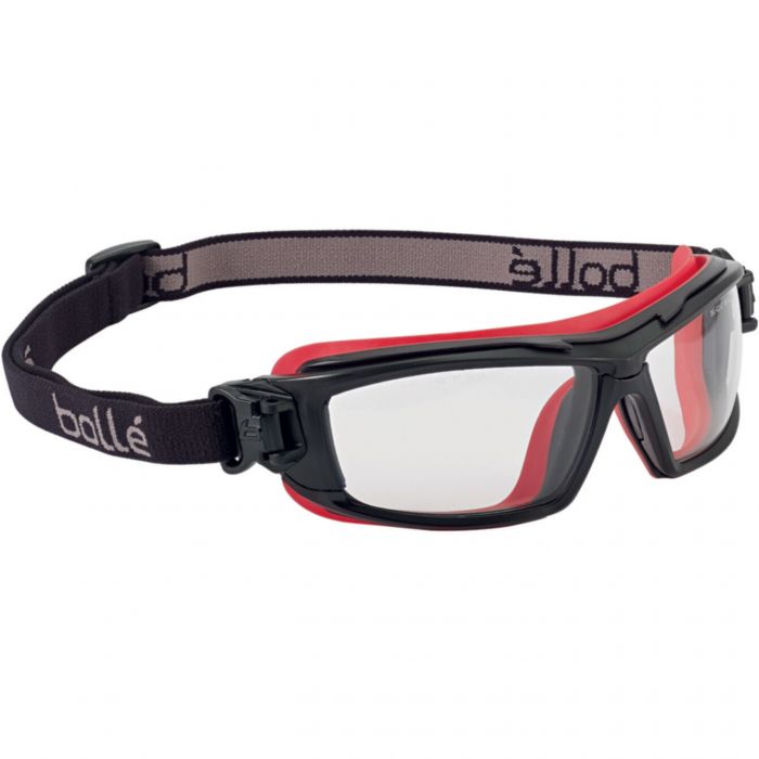 Bolle Safety PSGULTI517 Clear Eco Pack Protective Goggle, Red/Black, 20 Piece