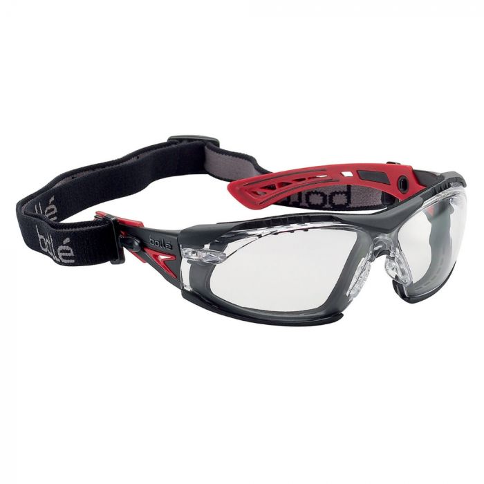 Bolle Safety Rushpfspspi Rush+ samlet klare linser industrielle briller, rød/svart, 10 stykker