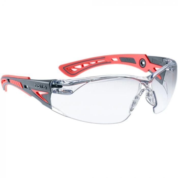 Bolle Safety Rushpspsis Rush+ Clear objektiv Små industrielle briller, grå/rosa, 10 stk