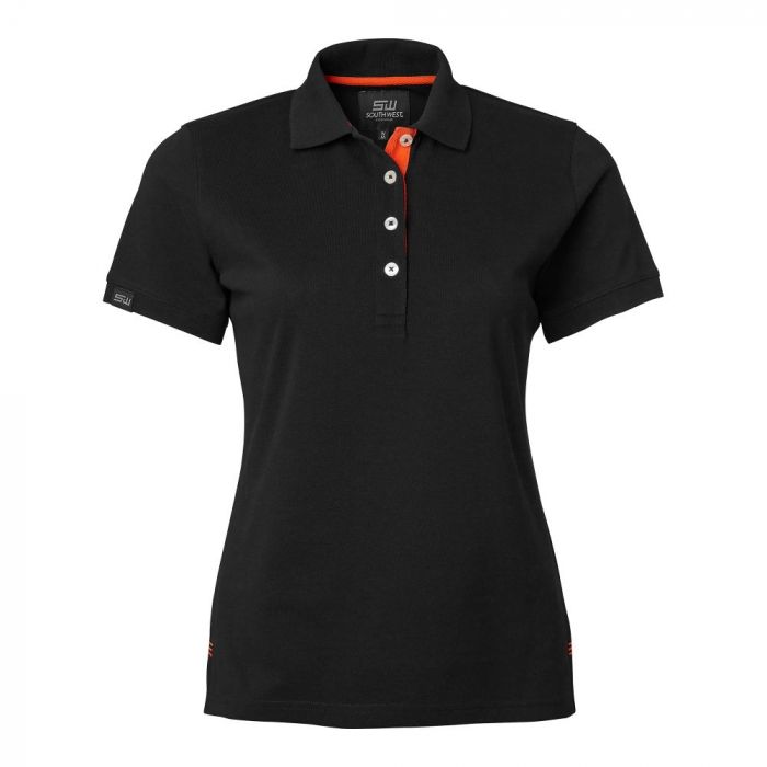 SouthWest Women Wera Polo, Svart/oransje, 1 stk ,SBG-326-43