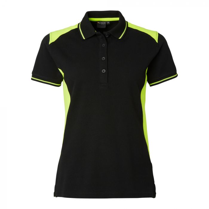 Top Swede Dame 214 Polo, Sort/Fluoresant Yellow, 1 Stk ,SBG-214014051