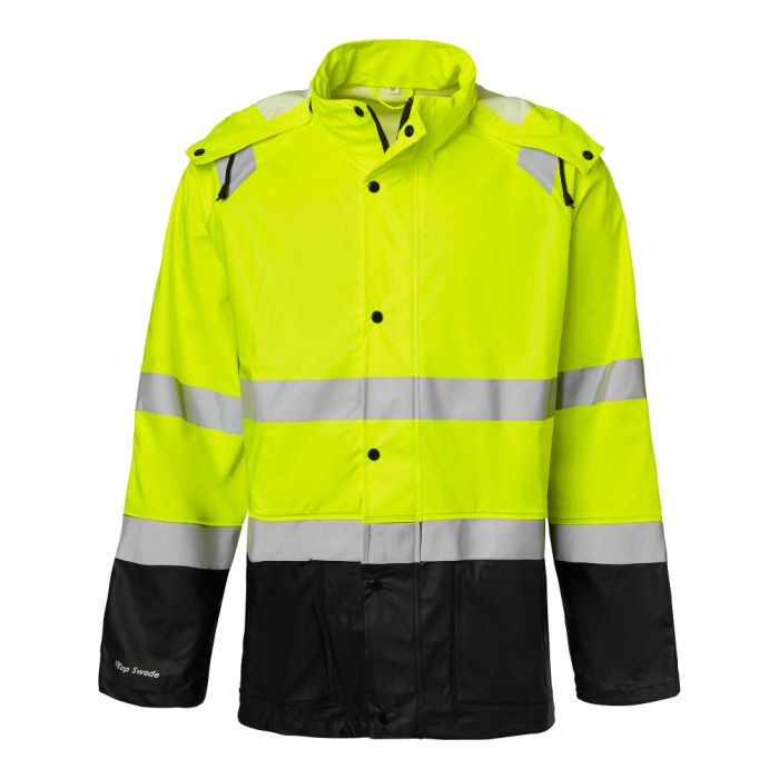 Top Swede 180 Rain Hi-Vis-jakke, Fluoresant Gul/Sort, 1 stk. ,SBG-180094015