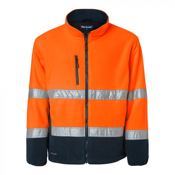 Top Swede 264 Langermet Fleece, Fluoresant Orange/Navy, 1 stk. ,SBG-264043022