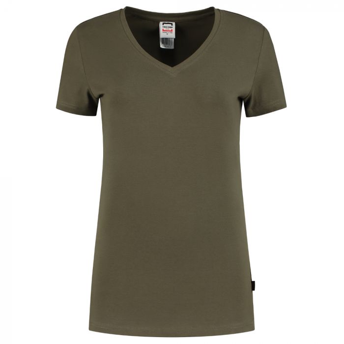 Tricorp Casual Kvinner Fitted V-Hals T-Skjorte 101008, Militærgrønn, 1 Stykke, SUT-101008Army