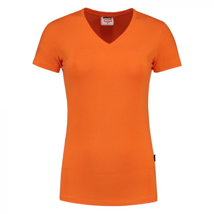 Tricorp Casual Kvinner Fitted V-Hals T-Skjorte 101008, Oransje, 1 Stykke, SUT-101008Orange