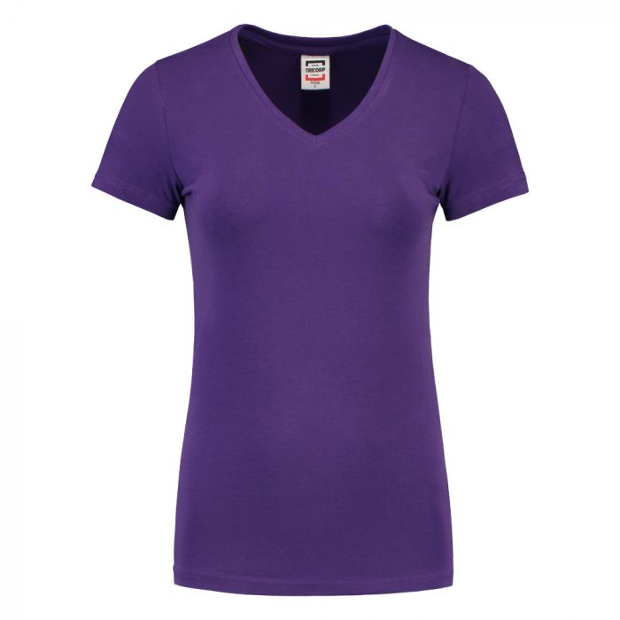 Tricorp Casual Kvinner Fitted V-Hals T-Skjorte 101008, Lilla, 1 Stykke, SUT-101008Purple