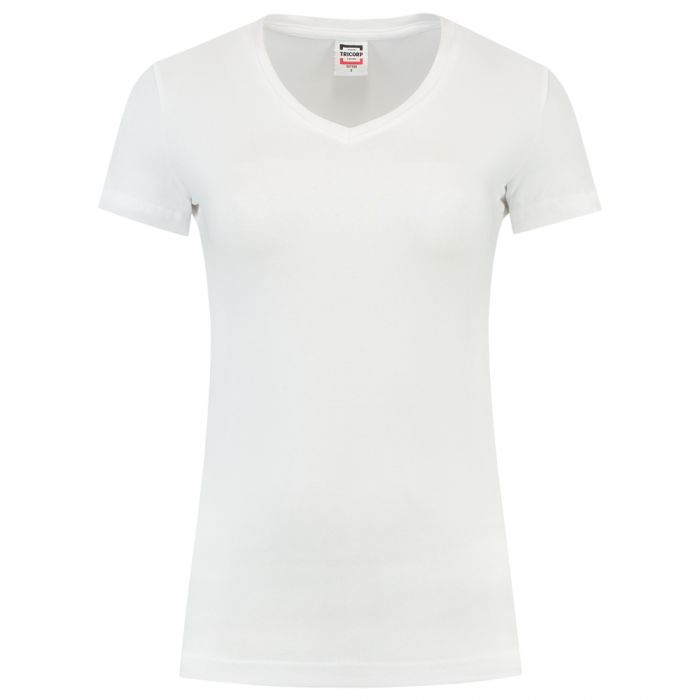 Tricorp Casual Kvinner Fitted V-Hals T-Skjorte 101008, Hvit, 1 Stykke, SUT-101008White