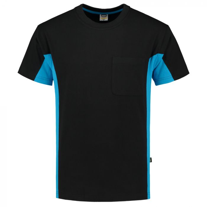 Tricorp Workwear Bi-Color T-Skjorte Med Brystlomme 102002, Svart/Turkis, 1 Stykke, SUT-102002BlackTurquoise