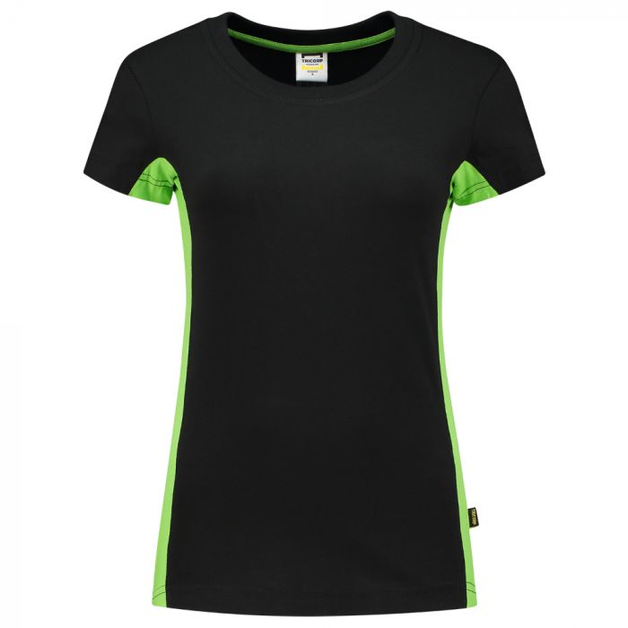 Tricorp Workwear Kvinner Bi-Color T-Skjorte 102003, Svart/Lime, 1 Stykke, SUT-102003BlackLime