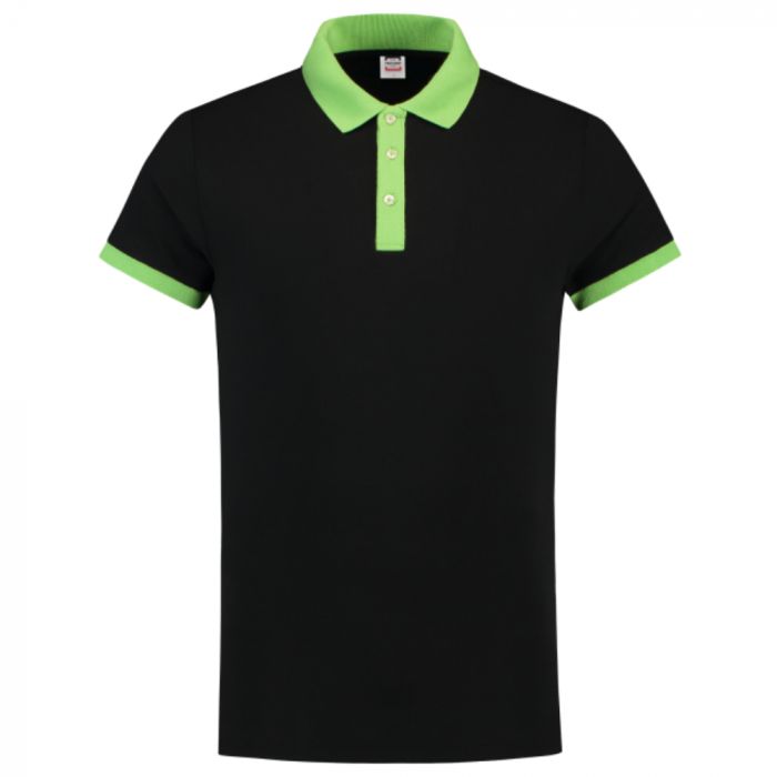 Tricorp Casual Bi-Color Fitted Polo 201002, Svart/Lime, 1 Stykke, SUT-201002BlackLime