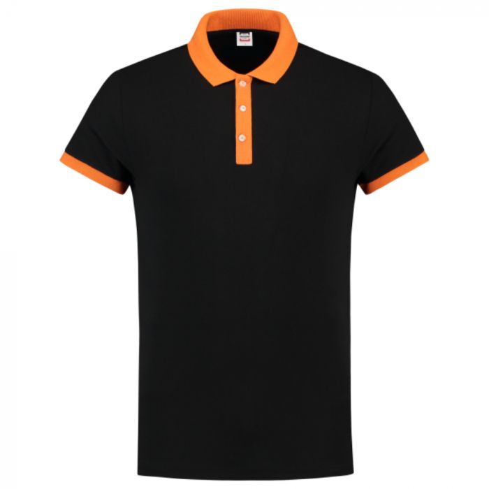 Tricorp Casual Bi-Color Fitted Polo 201002, Svart/Oransje, 1 Stykke, SUT-201002BlackOrange