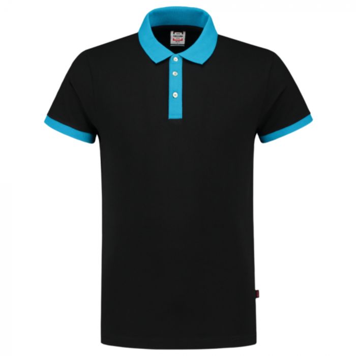 Tricorp Casual Bi-Color Fitted Polo 201002, Svart/Turkis, 1 Stykke, SUT-201002BlackTurquoise