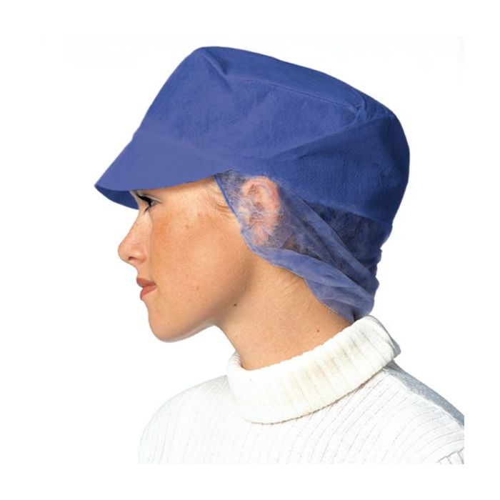 Granberg 210.0040B Snood Caps med ikke-vevd polypropylenvisir, blå, 100x10 stykker