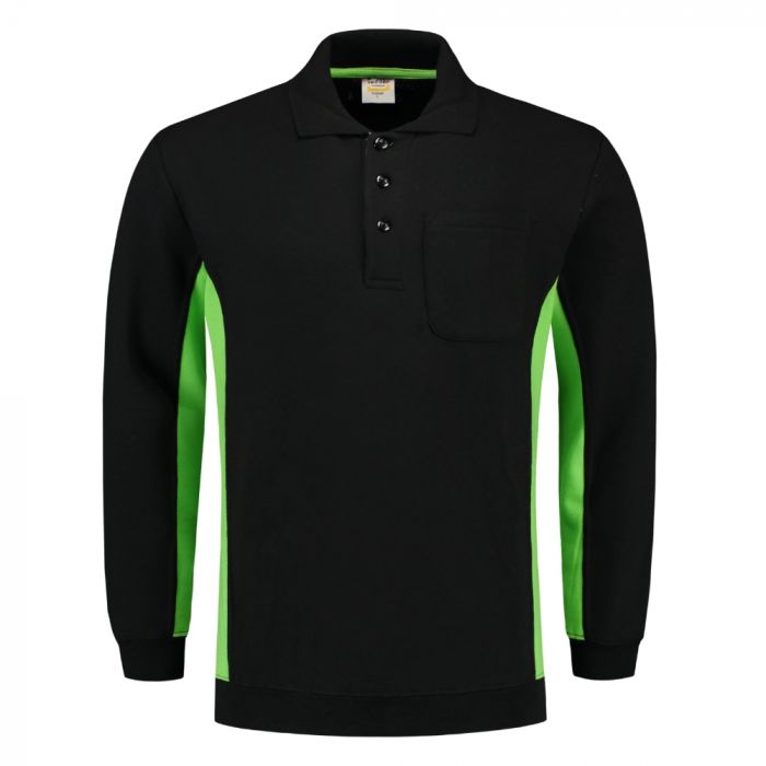 Tricorp Workwear Polo-Neck Genser Med Brystlomme 302001, Svart/Lime, 1 Stykke, SUT-302001BlackLime