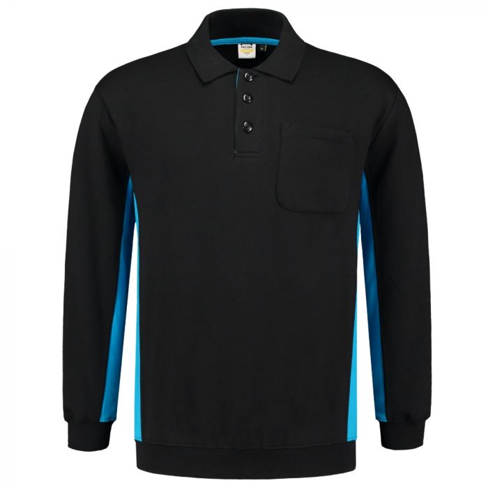 Tricorp Workwear Polo-Neck Genser Med Brystlomme 302001, Svart/Turkis, 1 Stykke, SUT-302001BlackTurquoise