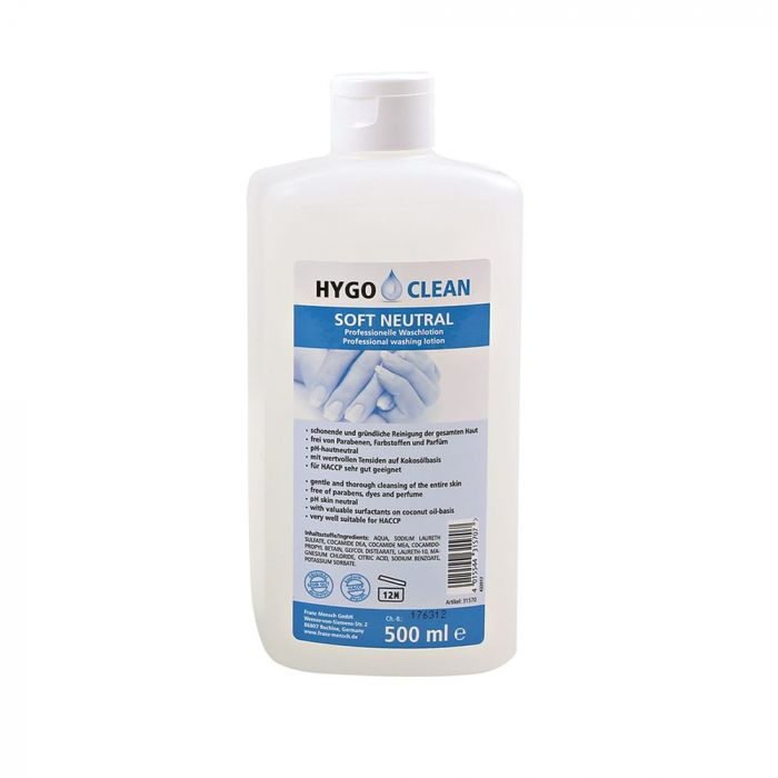 Hygo Clean Soft nøytral flytende håndsåpe, gjennomsiktig, 12 x 0,5 L, SFM-31570