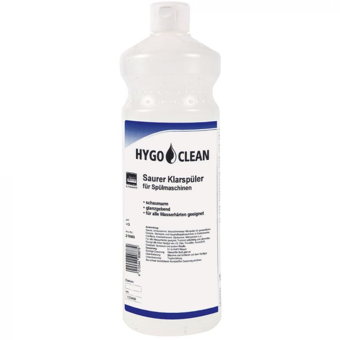 Hygo Clean Acid Rinse Aid Oppvaskmaskinrens, klar, 12 x 1 L